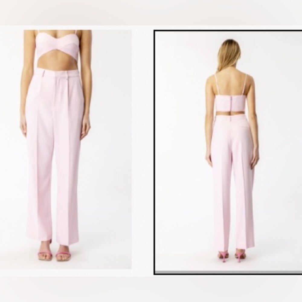 NEW Bardot Maison Soft Pink Straight Leg High Waisted Pant Trousers Size 12